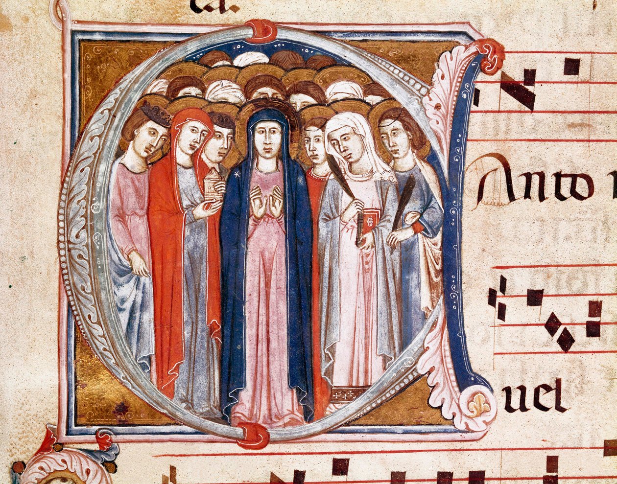Virgin Surrounded by Saints (Lettrine A) by Italian School