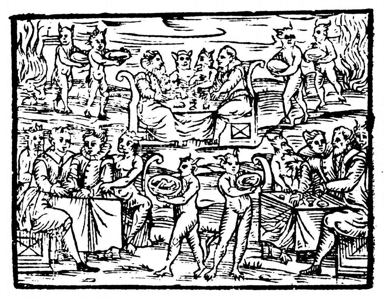Witches and Sorcerers Feasting at the Sabbath, Illustration from ...