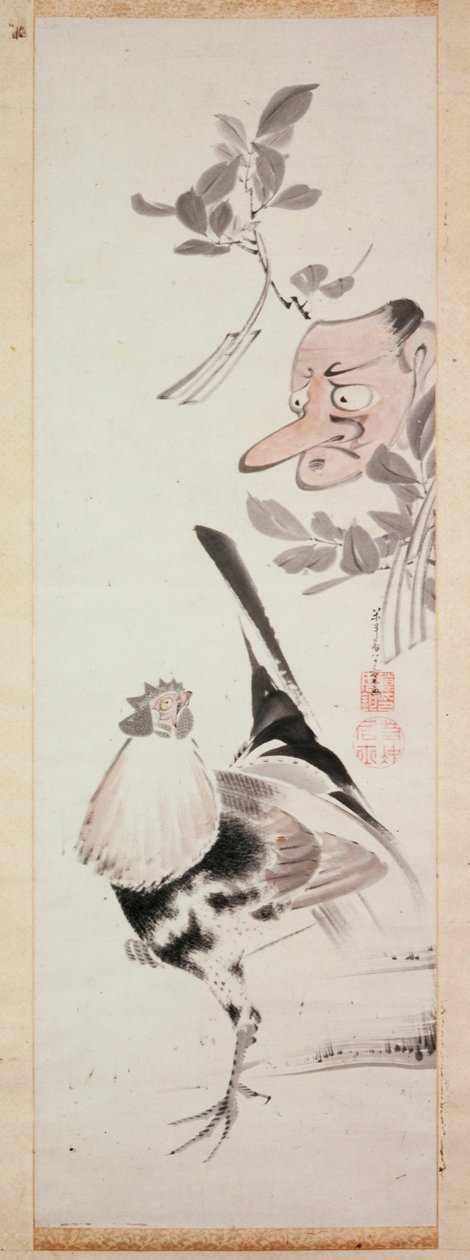 Cockerel and Tengu-Mask, c.1775 by Ito Jakuchu