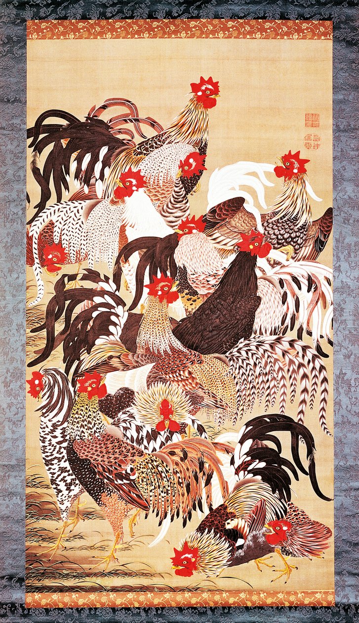 Thirteen Roosters, from Colorful Realm of Living Beings, Edo Period, c.1757-66 by Ito Jakuchu