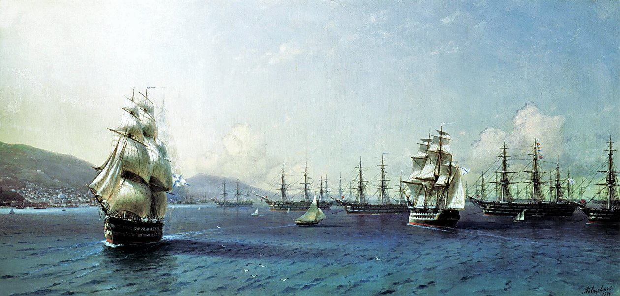 Black Sea Fleet in the Bay of Theodosia, Just Before the Crimean War by Ivan Aivazovsky