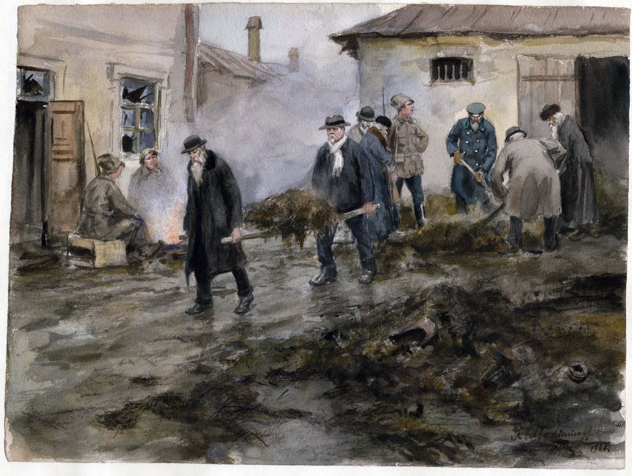 Bourgeoisie Cleaning the Stables (1920) by Ivan Alexeyevich Vladimirov