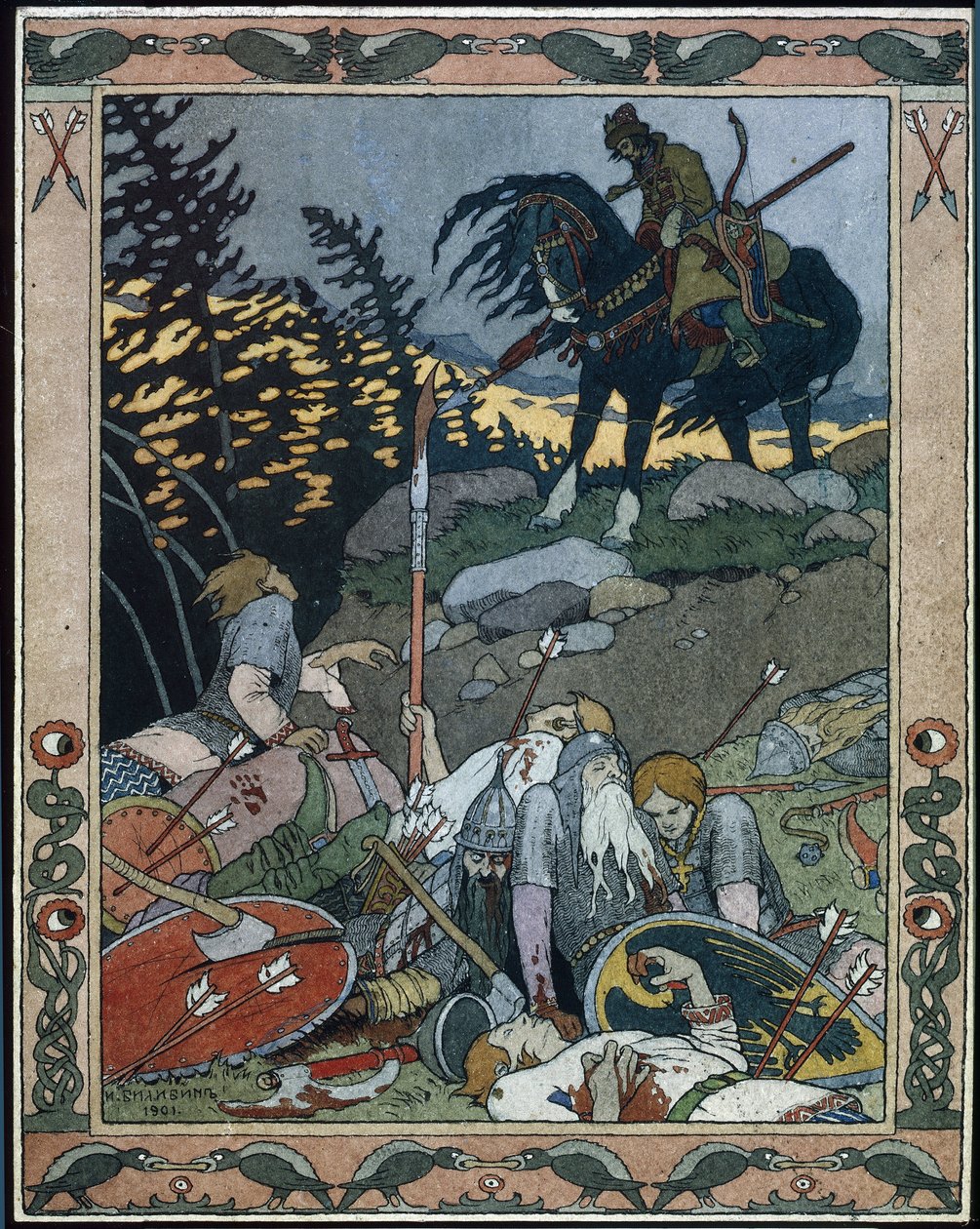 Illustration for the Fairy Tale Marya Morevna by Ivan Yakovlevich Bilibin