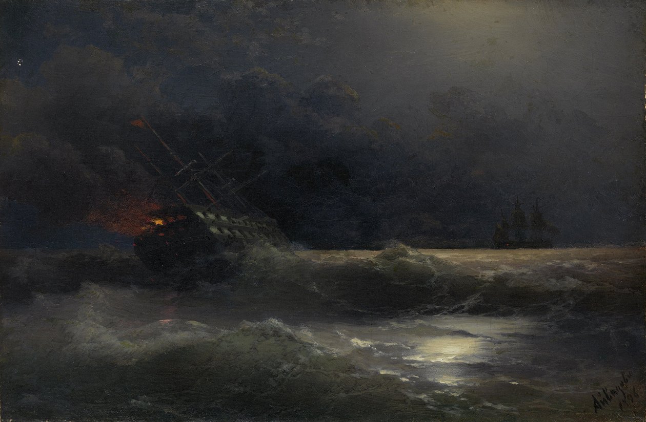 Burning Ship: An Episode of the Russian-Turkish War, 1896 by Ivan Konstantinovich Aivazovsky