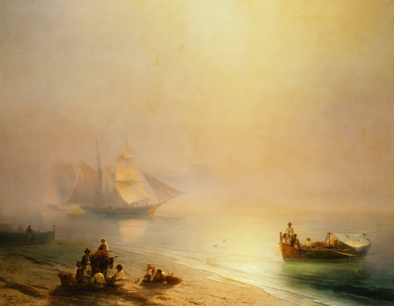 Fisherfolk on the Seashore, The Bay of Naples by Ivan Konstantinovich Aivazovsky