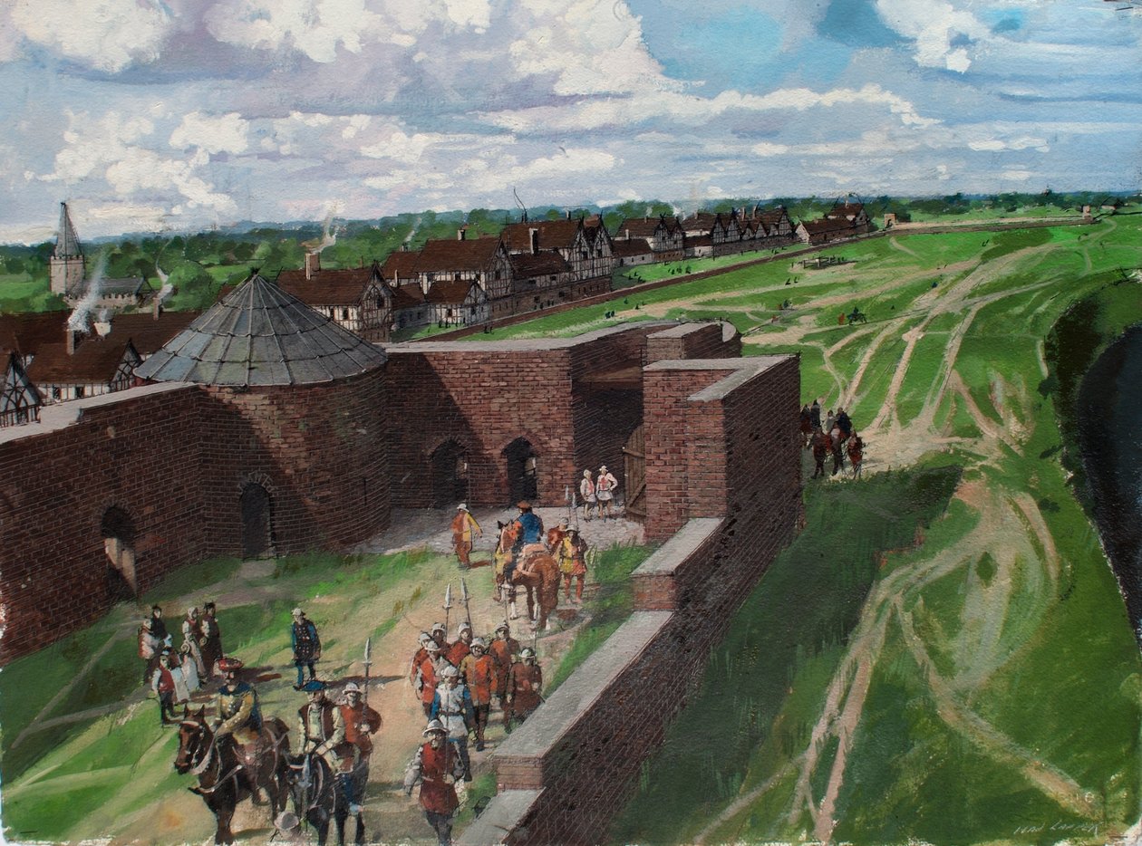 Reconstructed View of the Tower of London, Showing the Byward Tower Entrance and Lion Tower in the 1540s by Ivan Lapper