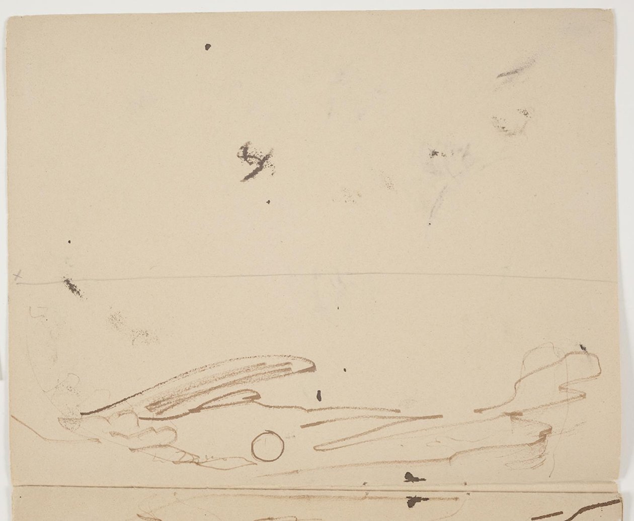 Southern French Mountain Landscape with Vegetation in the Foreground (upper half of double-sided sketch) by J.A. Jerichau