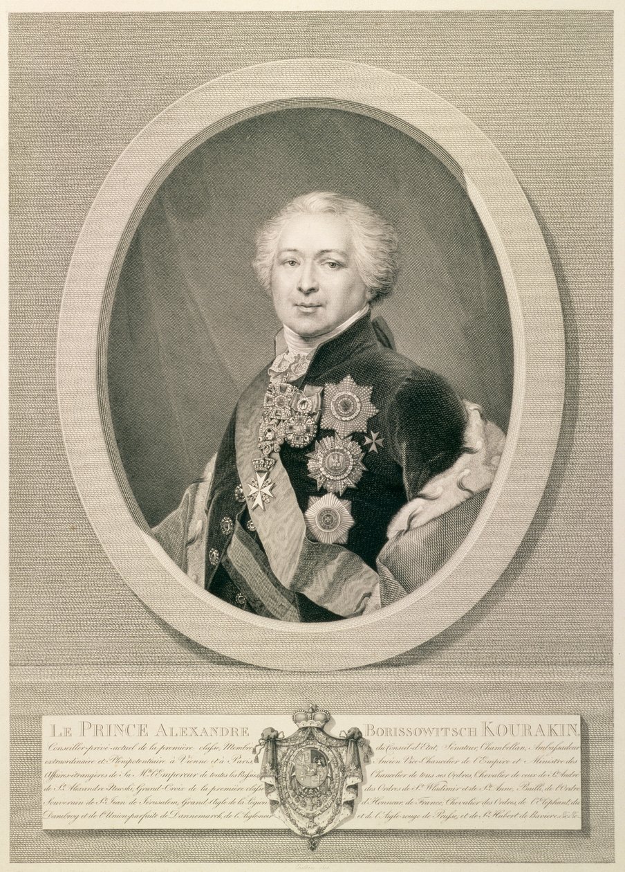 Portrait of Prince Kurakin, engraved by Nikolai Ivanovich Utkin, 1812 by J.B. Renu