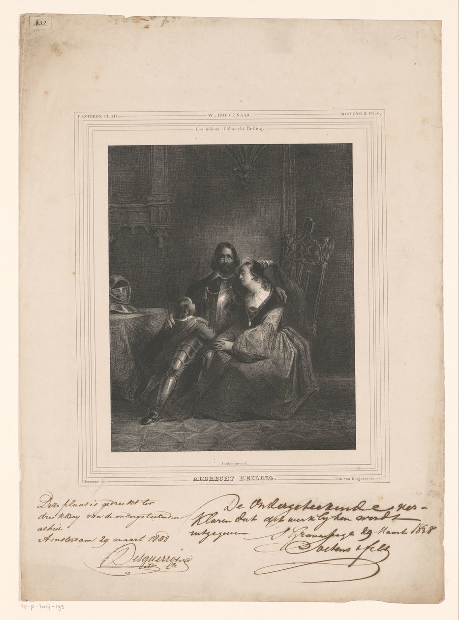 Albrecht Beiling Bids Farewell to Wife and Child by J.B. Clermans
