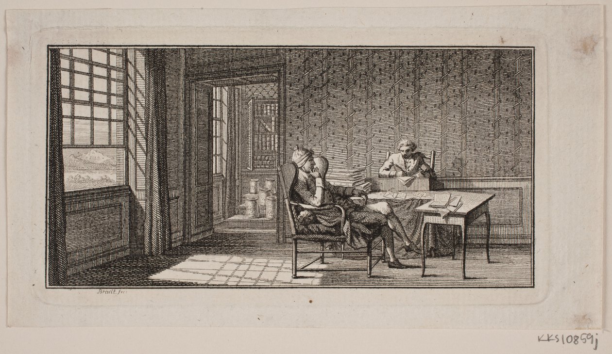 The Interior of a Room, Where Bonnet Dictates to His Secretary by J.F. Clemens