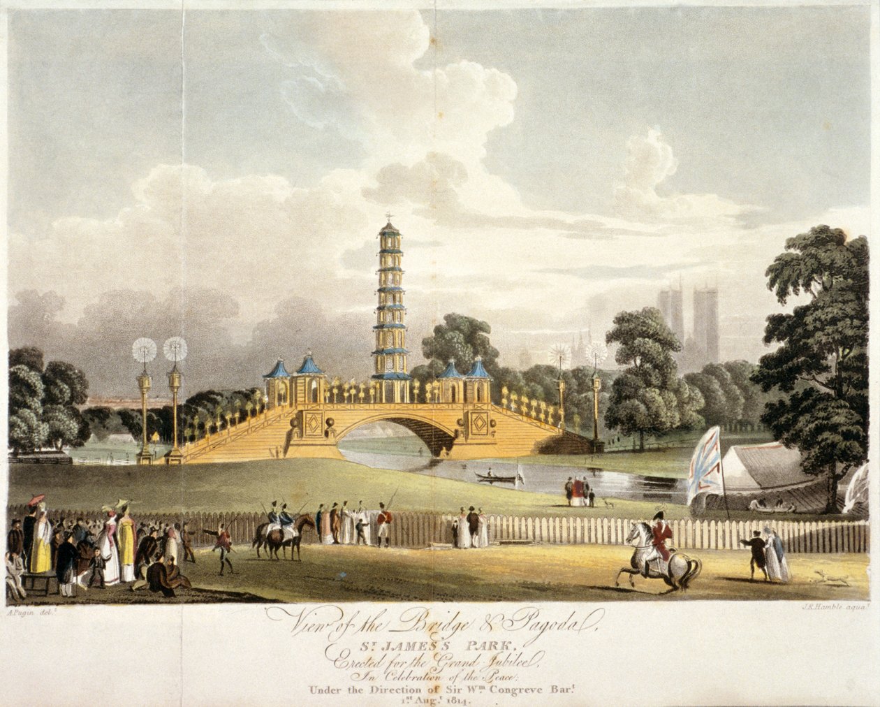 アンティーク版画 リトグラフNEW PALACE ST JAMES PARK