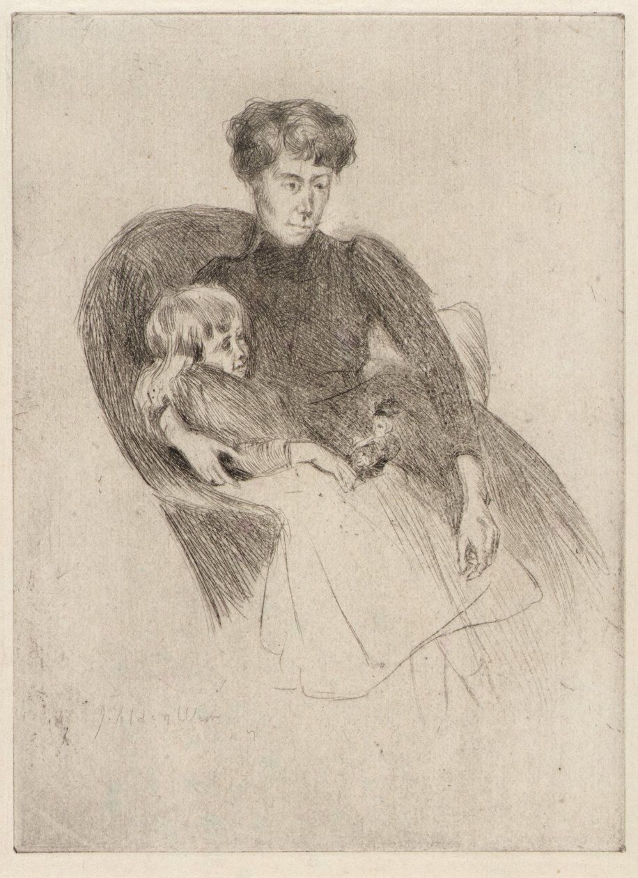 Woman and Child, Seated (Mother and Child with Toy) by J. Alden Weir
