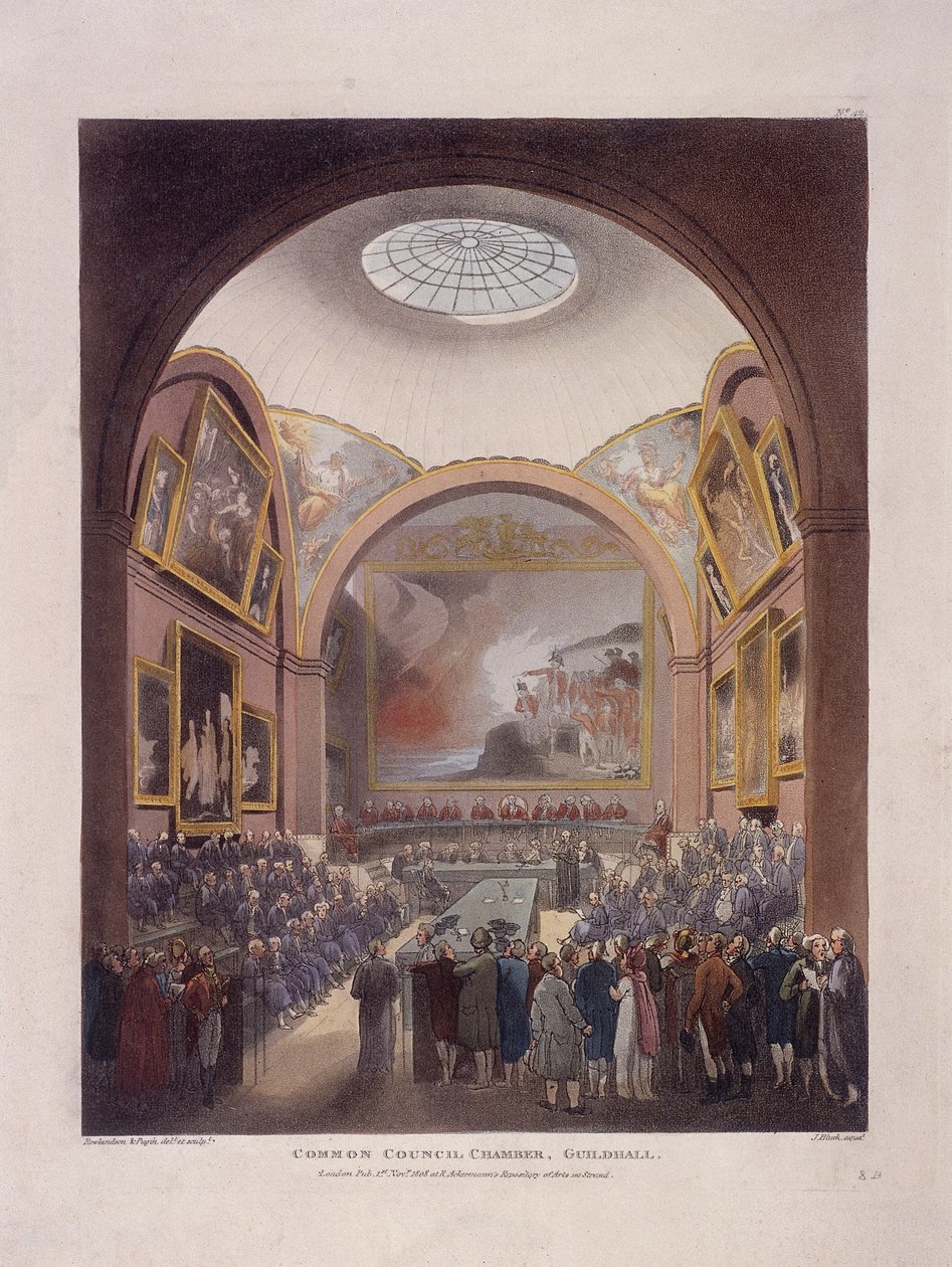 Guildhall Council Chamber, London, 1808 by J Bluck