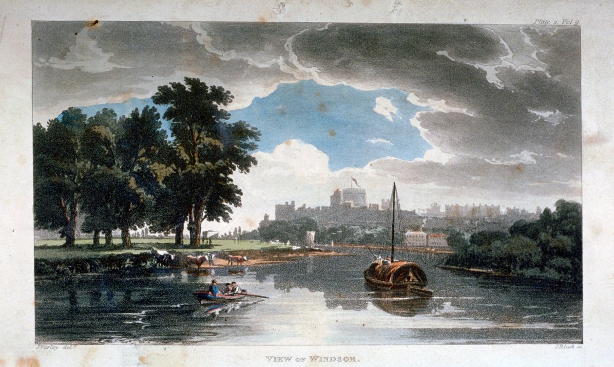 View of Windsor from the River Thames, Berkshire by J Bluck