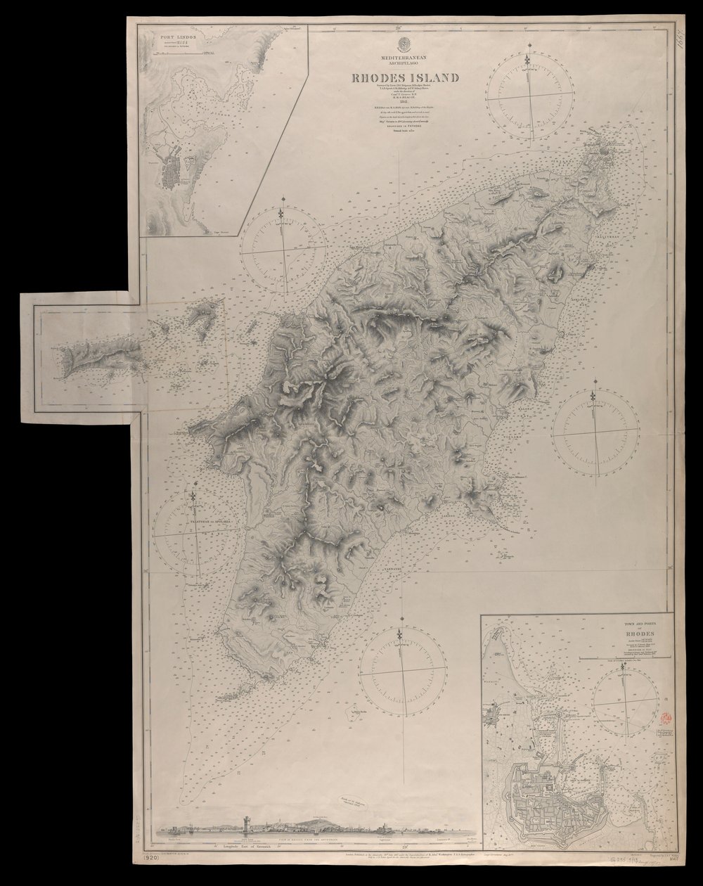Mediterranean archipelago Rhodes Island surveyed...under the direction of Com
