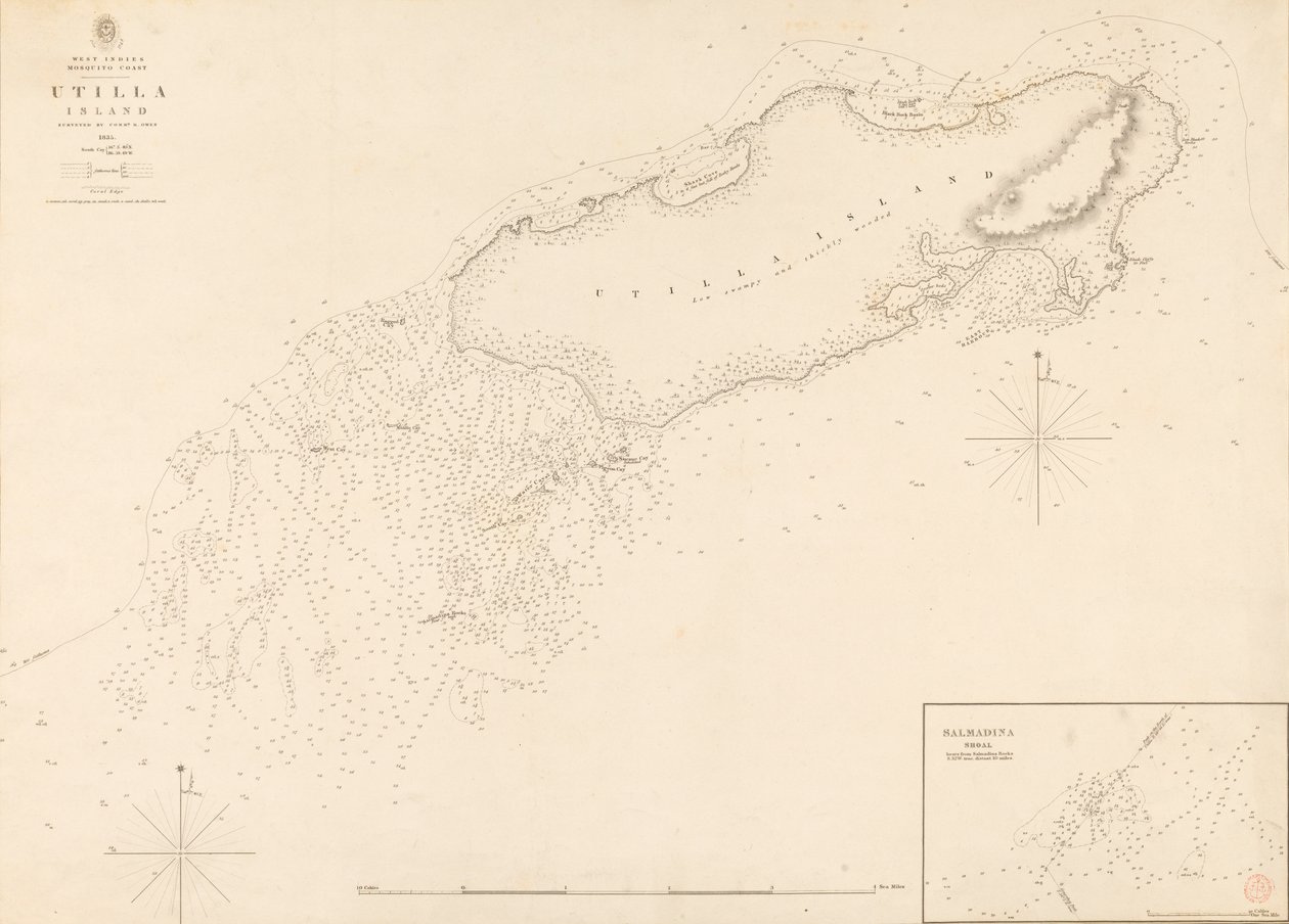 West Indies Mosquito Coast Utilla Island surveyed by Commander R. Owen 1835 by J. & C. Walker