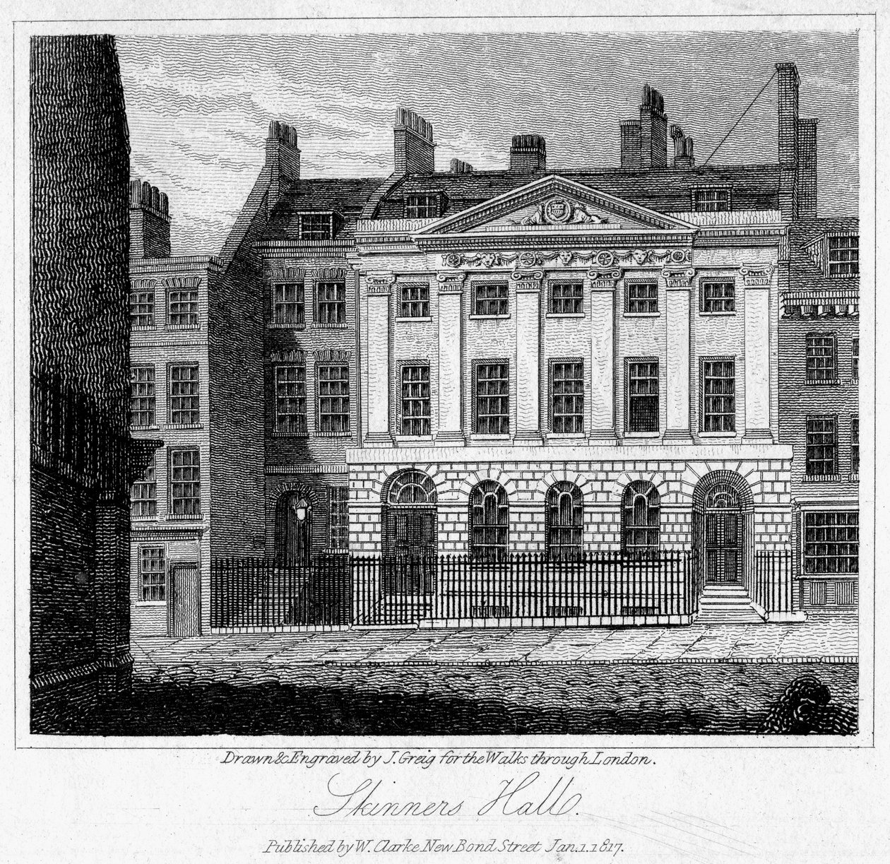Skinners Hall, City of London, 1817 by J. Greig