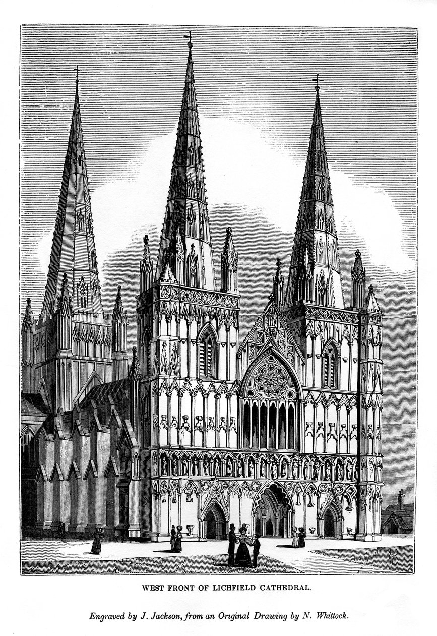 West front of Lichfield Cathedral, 1843 by J. Jackson