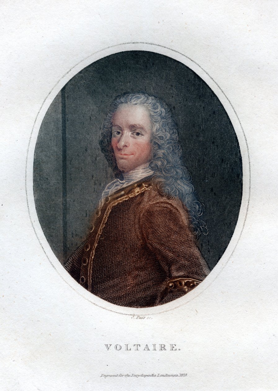 Francois Marie Arouet Voltaire, 18th century French writer and satirist by J. Pass