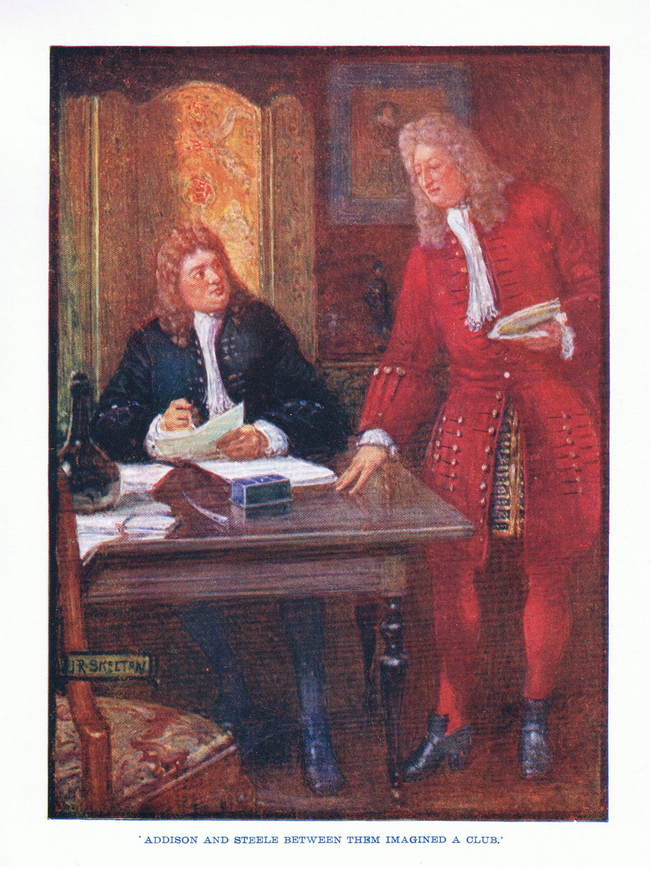 Addison and Steele between them imagined a club, from English Literature published by T C & EC Jack, c.1920 by J. R. Skelton