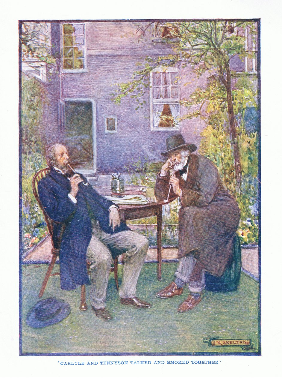 Carlyle and Tennyson talked and smoked together, from English Literature published by T C & EC Jack, c.1920 by J. R. Skelton