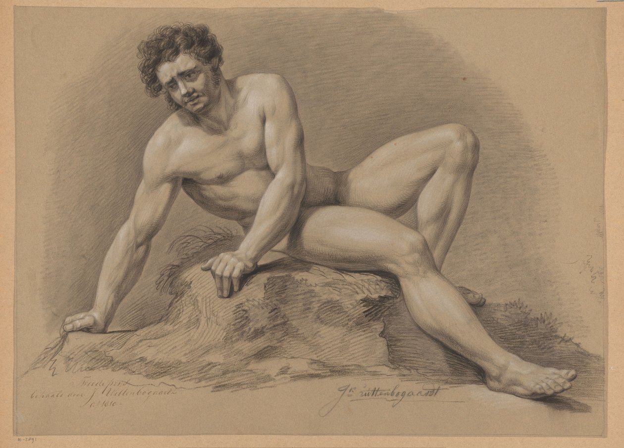 Seated Male Nude, Front View (2nd Prize 1810) by J. Uittenbogaardt