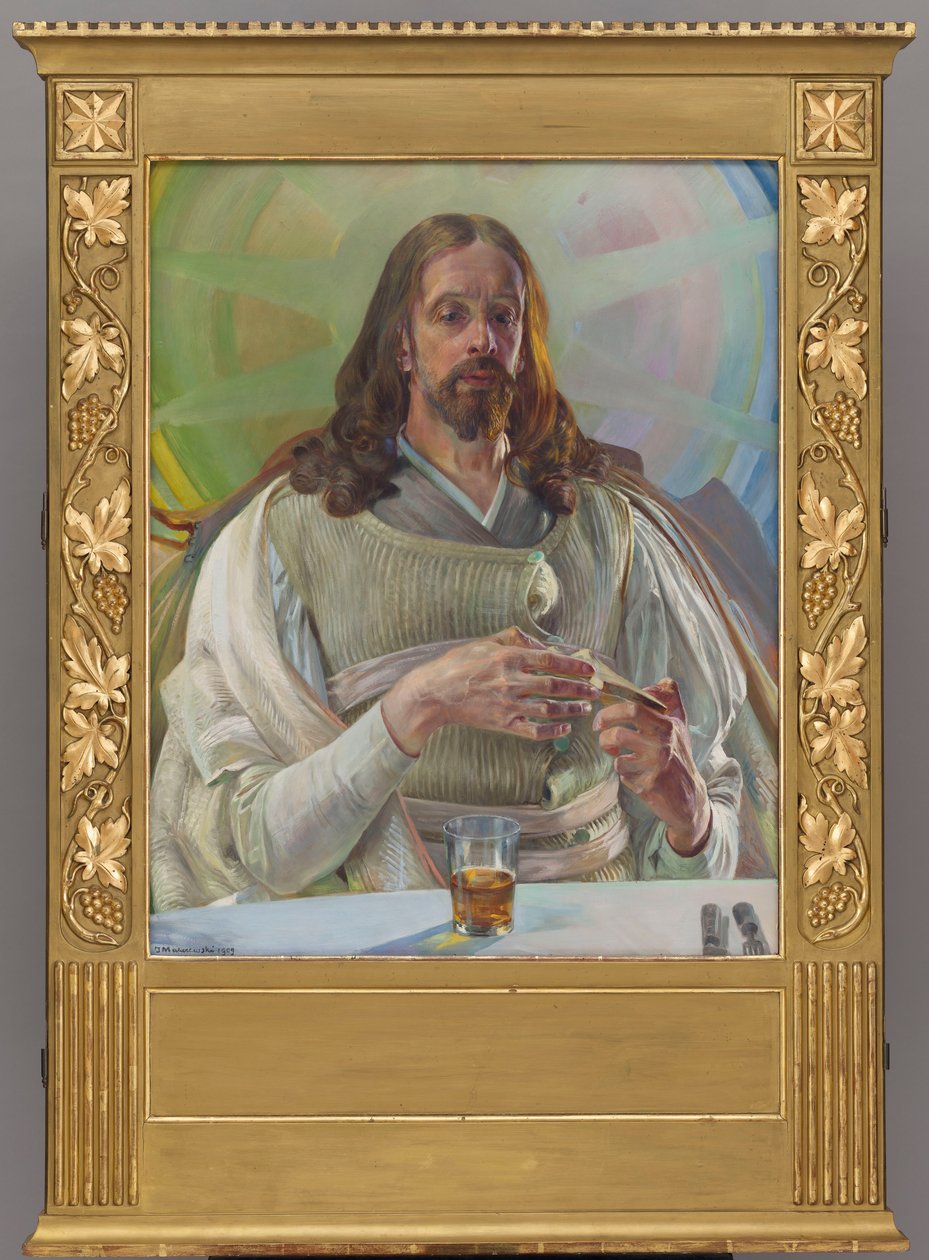 Christ at Emmaus - Central Part of a Triptych by Jacek Malczewski