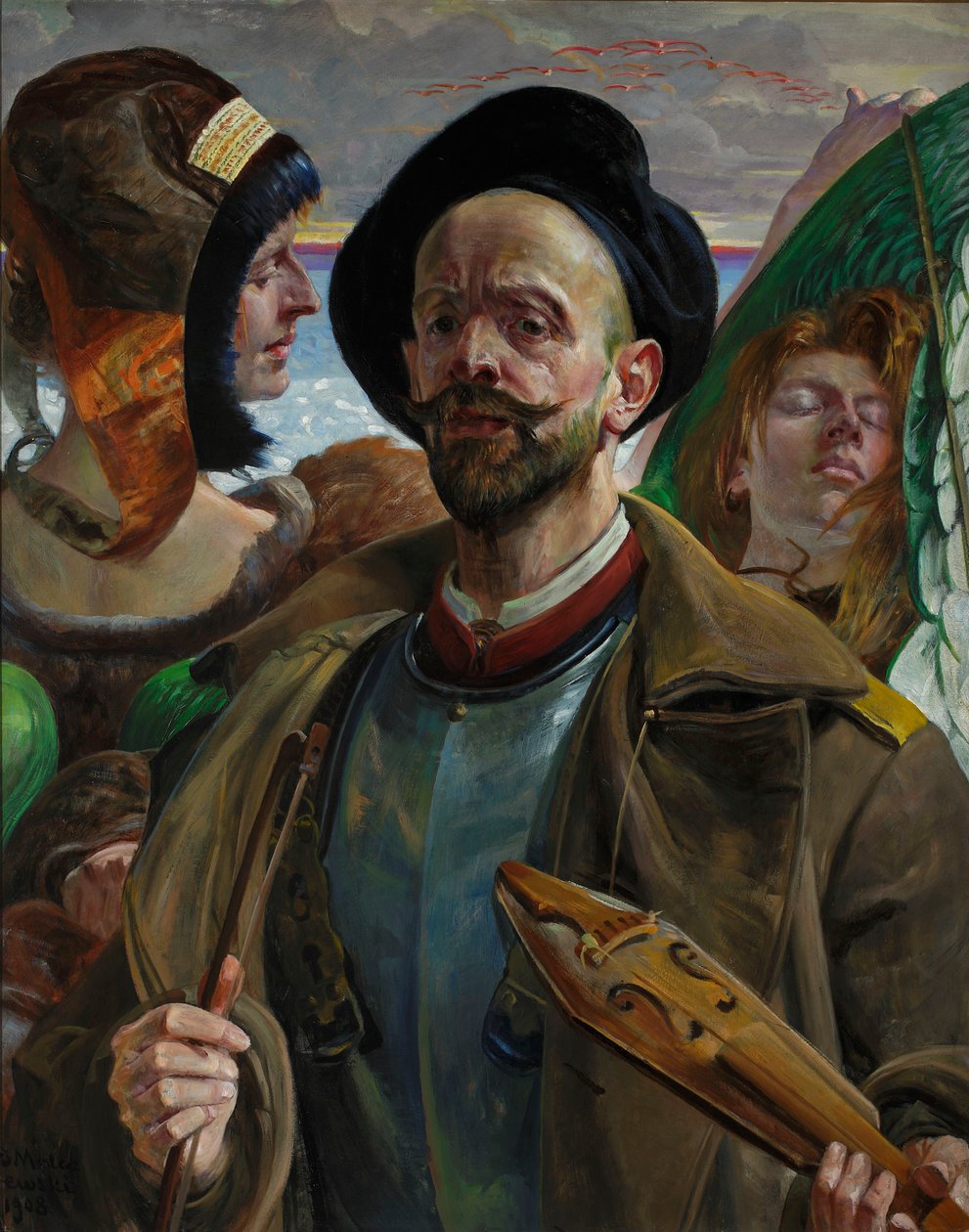 On One String - Self-Portrait by Jacek Malczewski