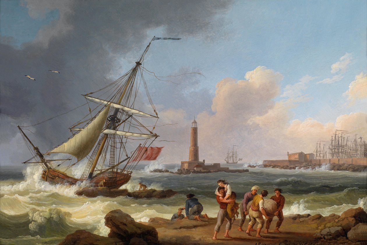 The Port of Livorno with the Rescue of Shipwrecked by Jacob-Philippe Hackert