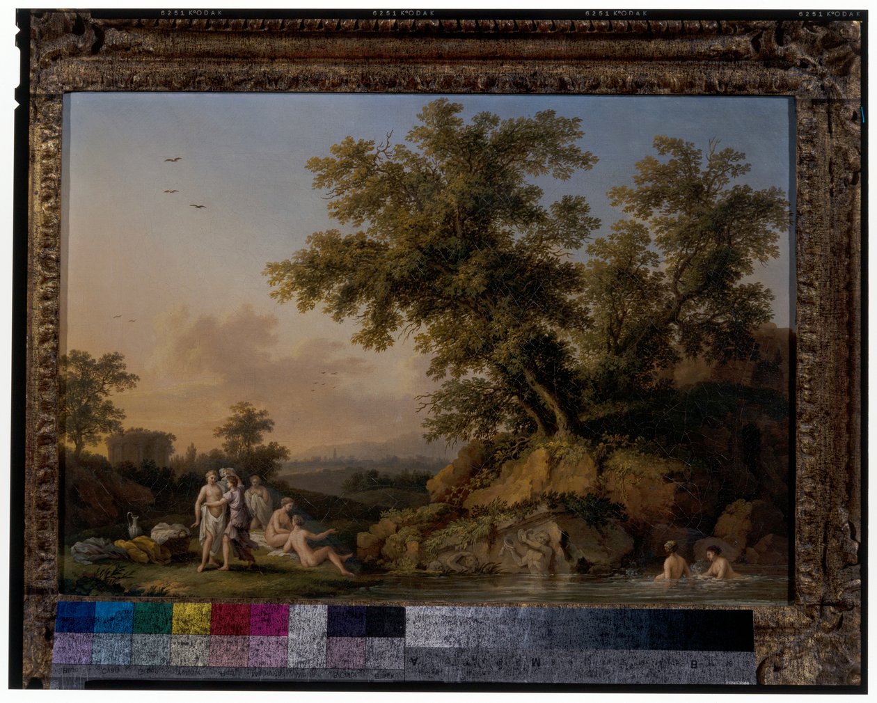 A Pair of Landscapes with Bathing Nymphs by Jacob Philippe Hackert