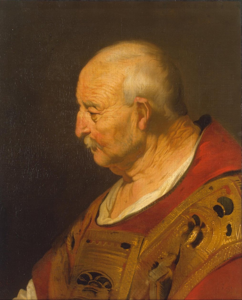 Head of an Old Man in Ecclesiastical Vestments by Jacob Adriaensz Backer