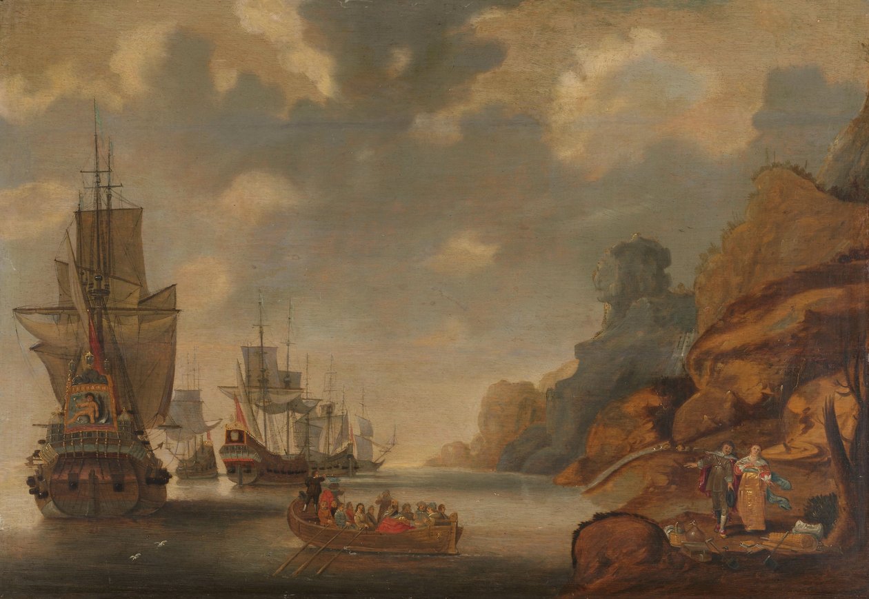 A French Squadron near a Rocky Coast by Jacob Adriaensz. Bellevois