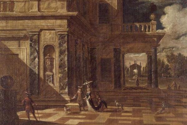 Architectural Capricci with Elegant Figures by Jacob Balthasar Peeters