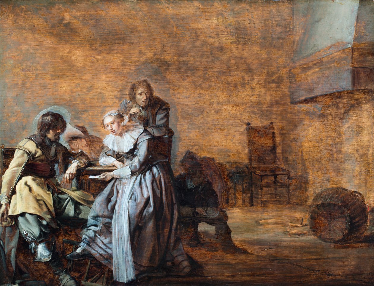 An Interior with Cavaliers and a Woman at Cards by Jacob Duck