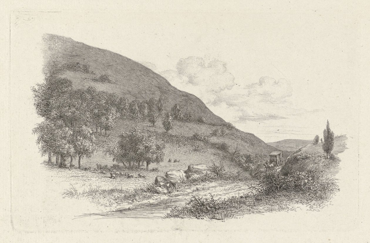 Carriage in a Landscape (series title: Study Prints / Etudes Gravées) by Jacob Ernst Marcus