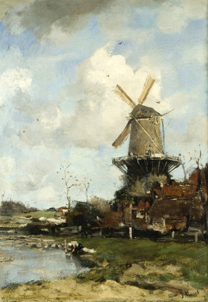 The Mill, Dutch Landscape by Jacob Henricus or Hendricus Maris