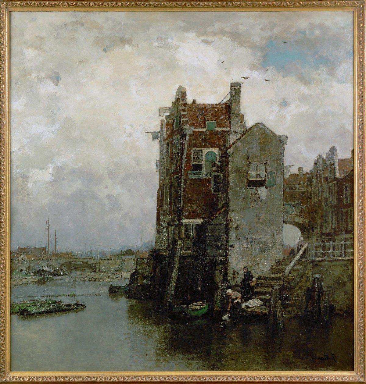 View of Old Dordrecht by Jacob Henricus or Hendricus Maris