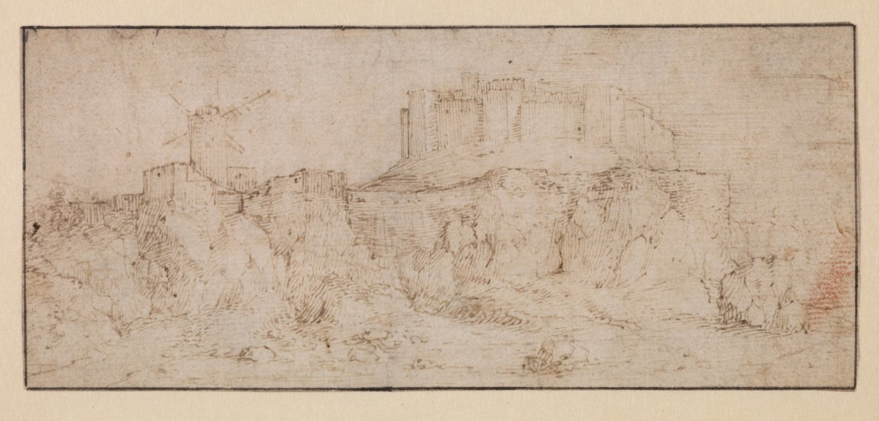 Landscape with a castle on a rock by Jacob I (attr.to) Savery