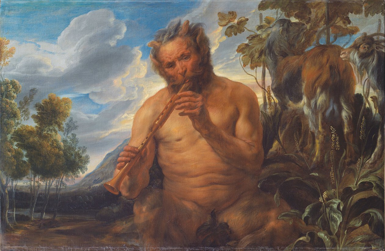 Satyr Playing the Pipe (Fragment) by Jacob Jordaens