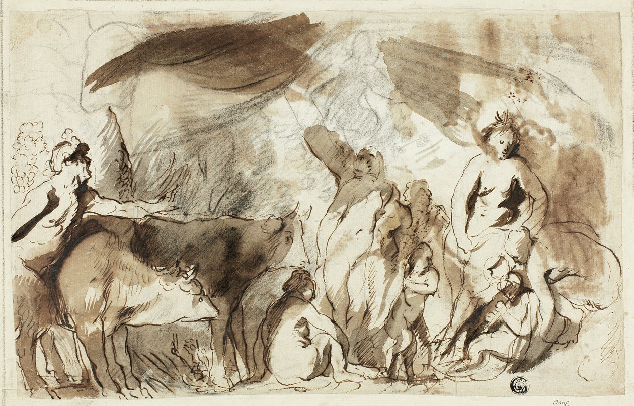 Study for the Sine Baccho et Cerere Friget Venus (recto); Family of Darius before Alexander (verso) by Jacob Jordaens