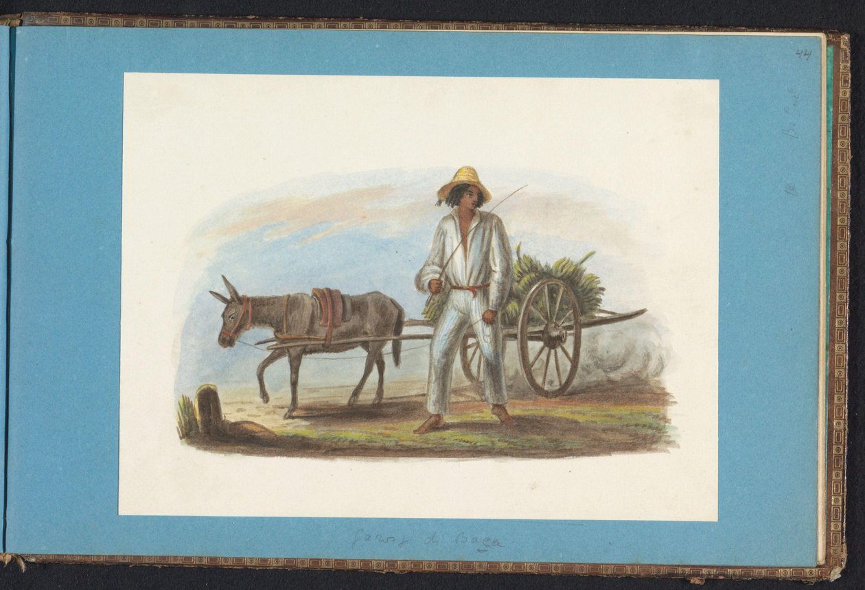 Man with Cart of Bananas (series title: Album with Drawings of Suriname, p.44 (50)) by Jacob Marius Adriaan Martini van Geffen