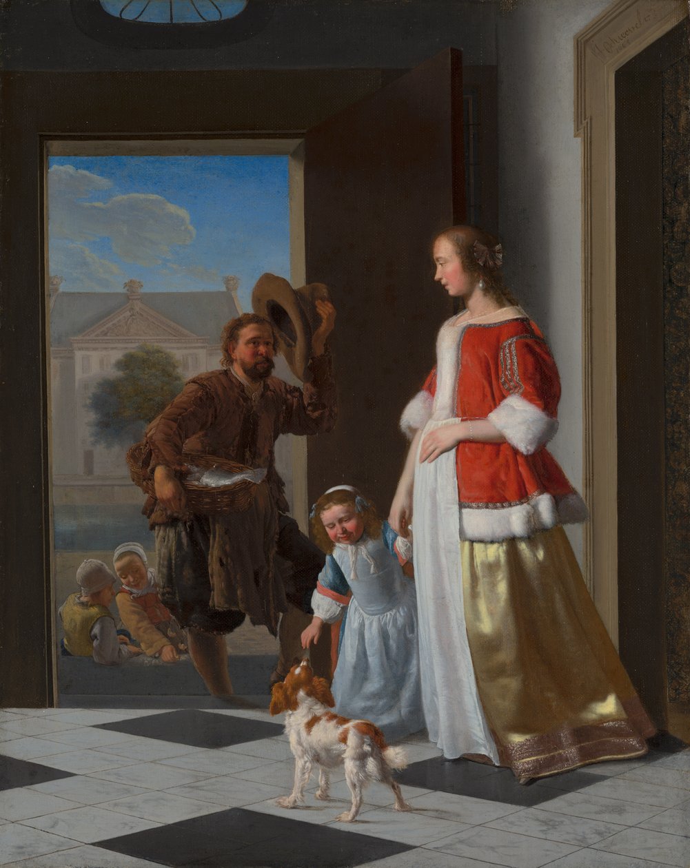 A Fishmonger at the Door by Jacob Lucasz Ochtervelt
