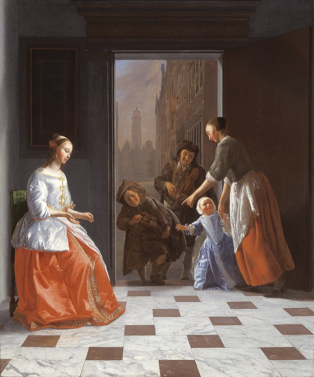 Street Musicians at the Door by Jacob Ochtervelt