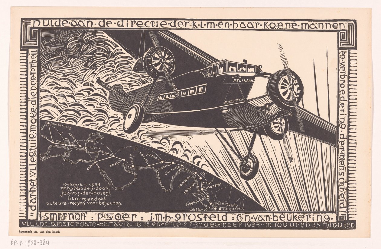 Flight of the Pelican from Amsterdam to Batavia in 1933 by Jacob Pieter van den Bosch
