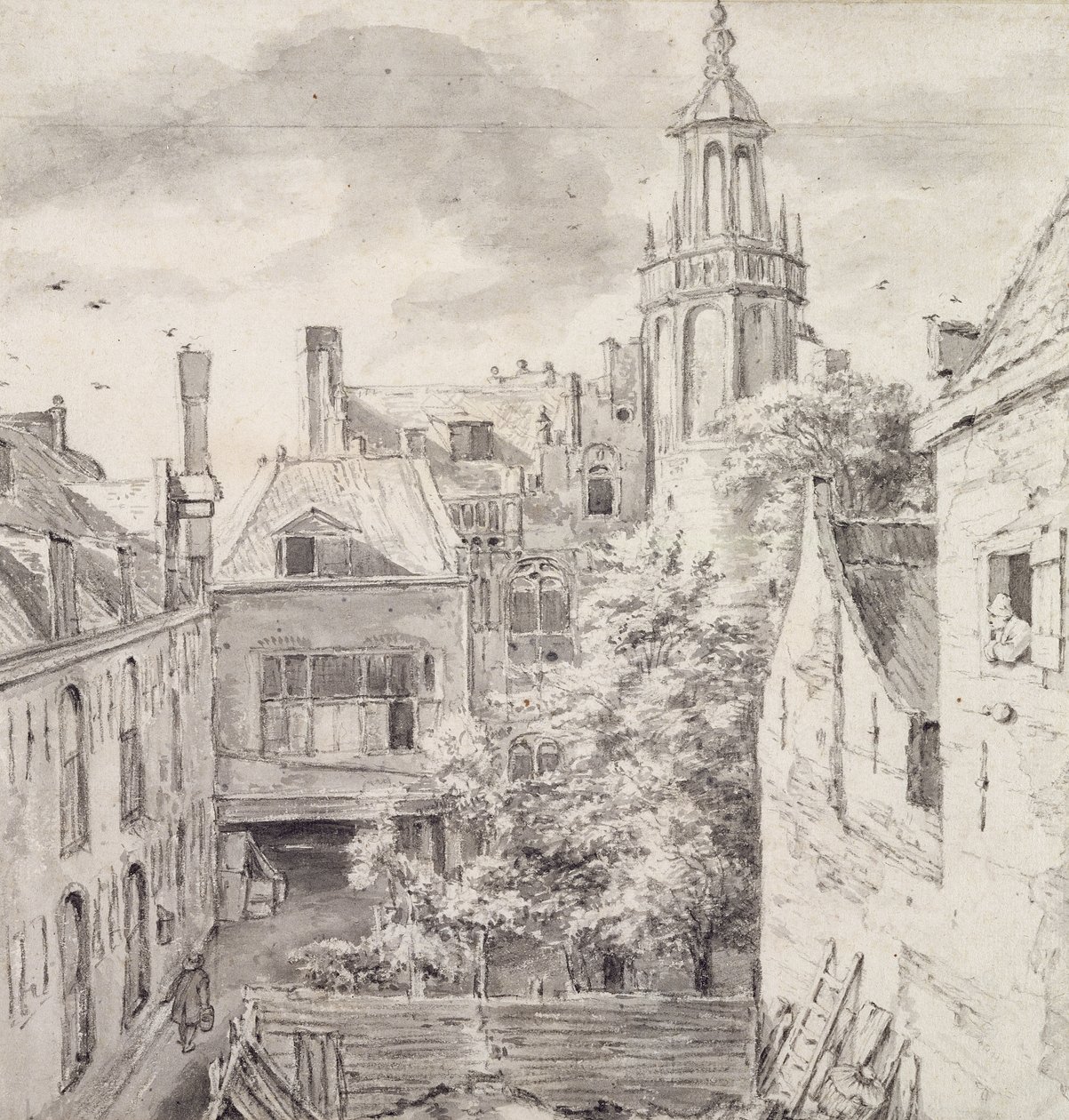 View of the Courtyard of the House of the Archers of the St. Sebastian Guild on the Singel in Amsterdam by Jacob van Ruisdael
