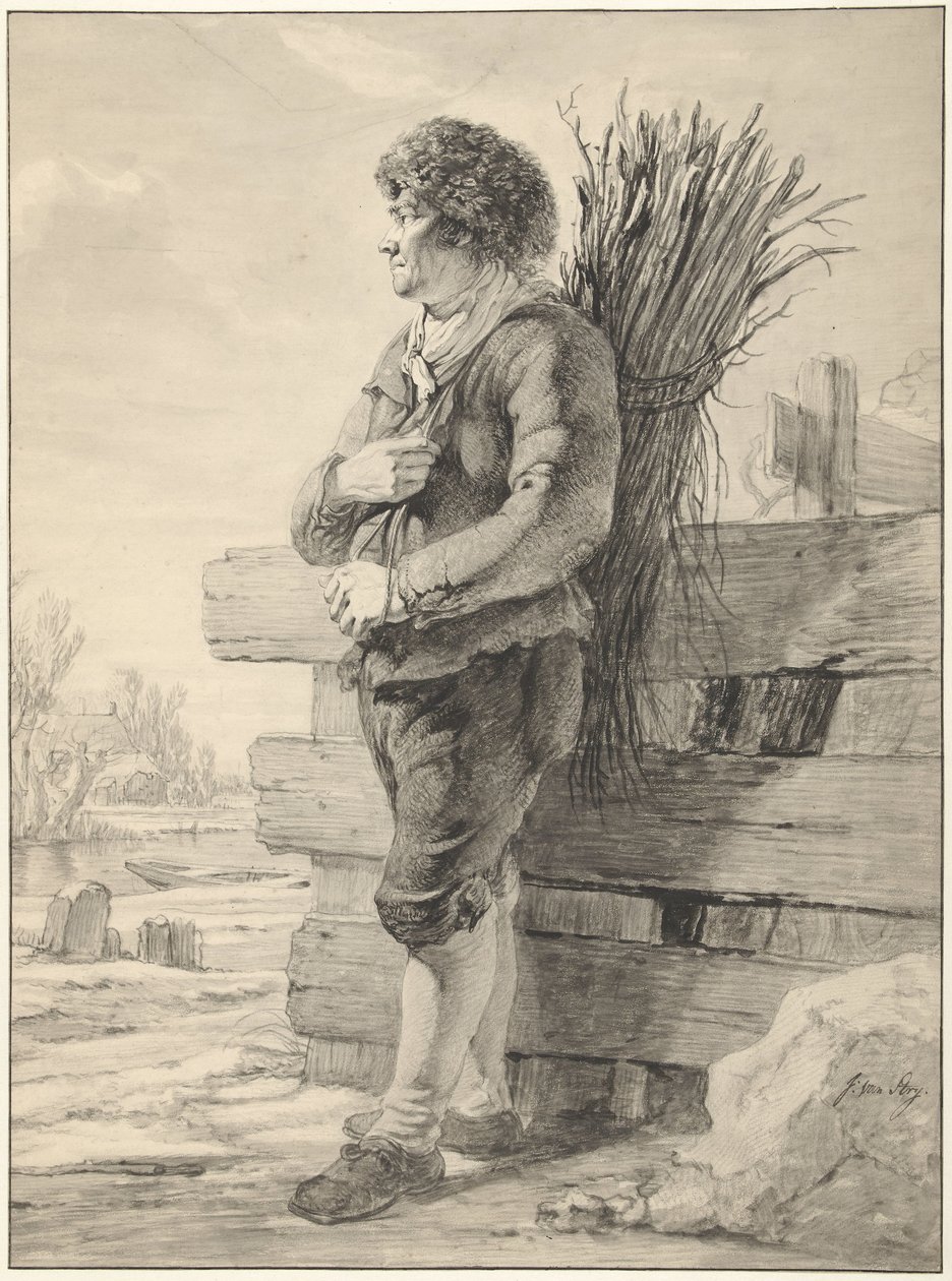Standing Man with Bundle of Branches on His Back by Jacob van Strij