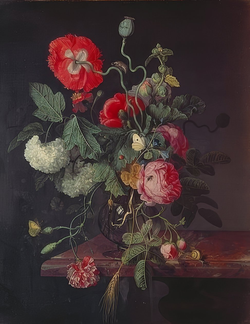 Flowers in a Glass Vase. 1667 by Jacob van Walscapelle