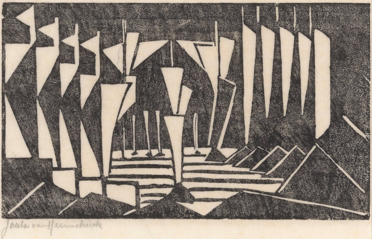 Composition (Sailing on a Lake) by Jacoba van Heemskerck (signed by artist)