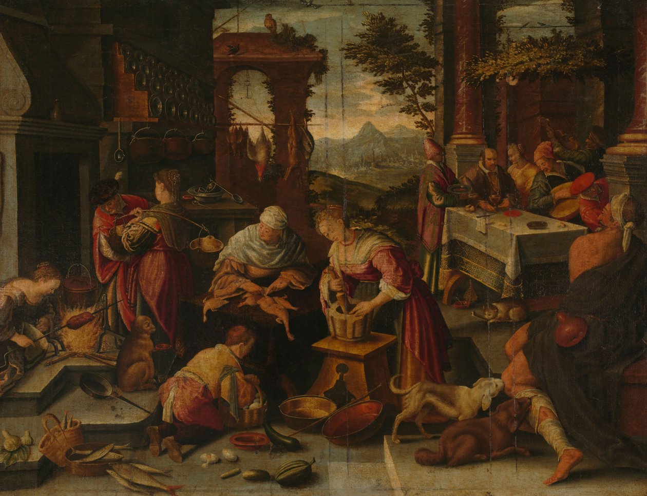 Lazarus and the Rich Man by Jacopo (1510-92) Bassano