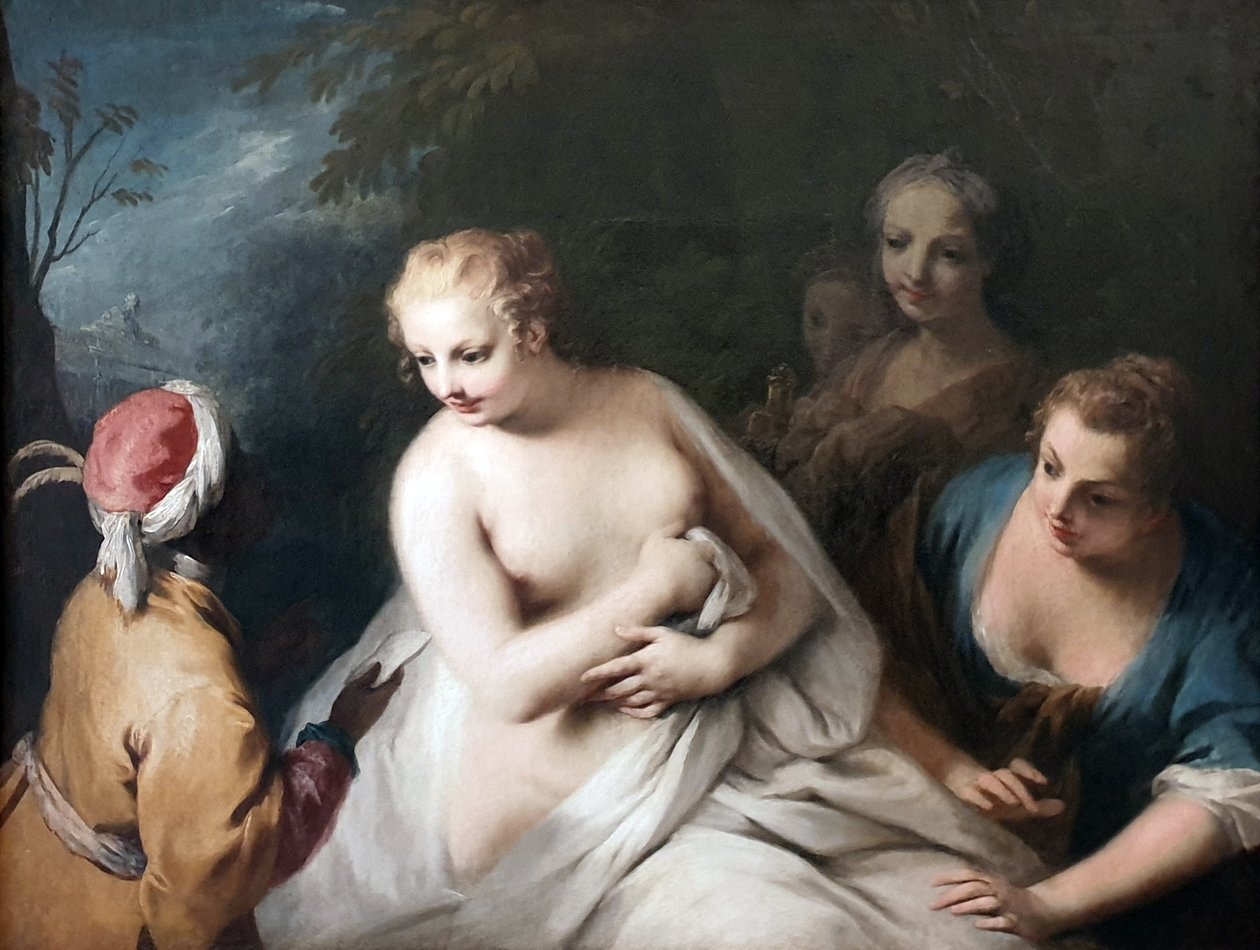 Bathsheba at her bath receives the message of David by Jacopo Amigoni